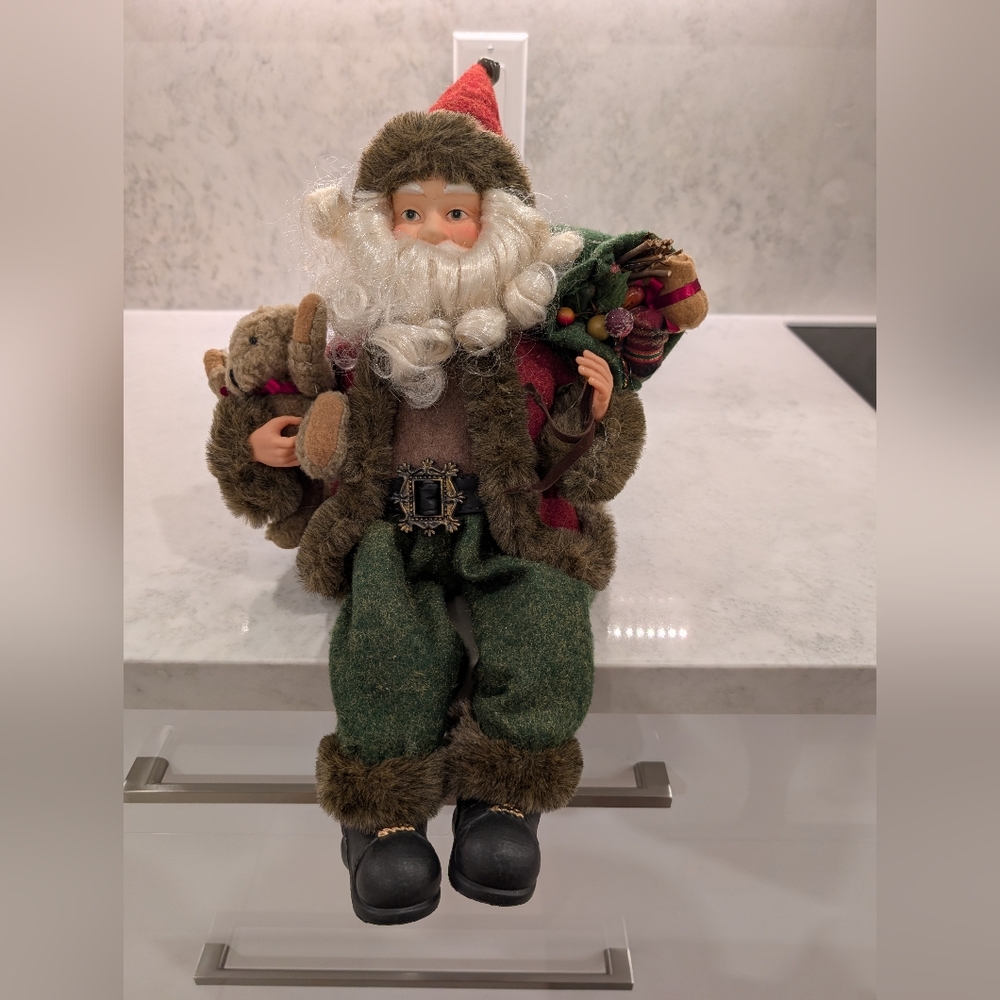 Santa Clause with Toy Sack and Teddy Bear